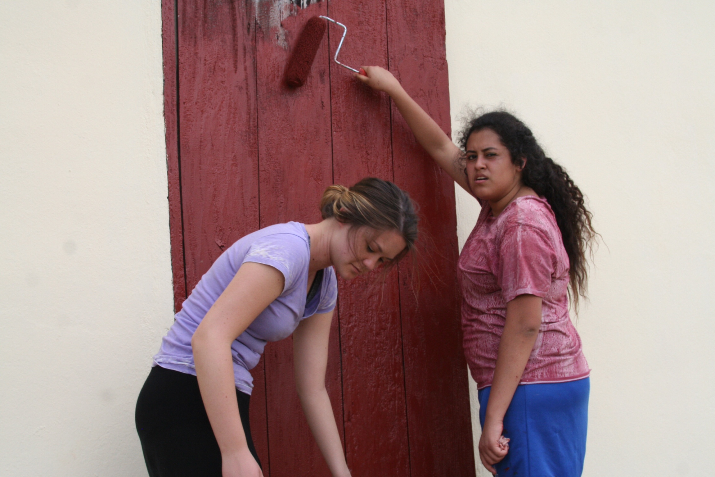 Me! Painting a church, not liking getting my picture taken